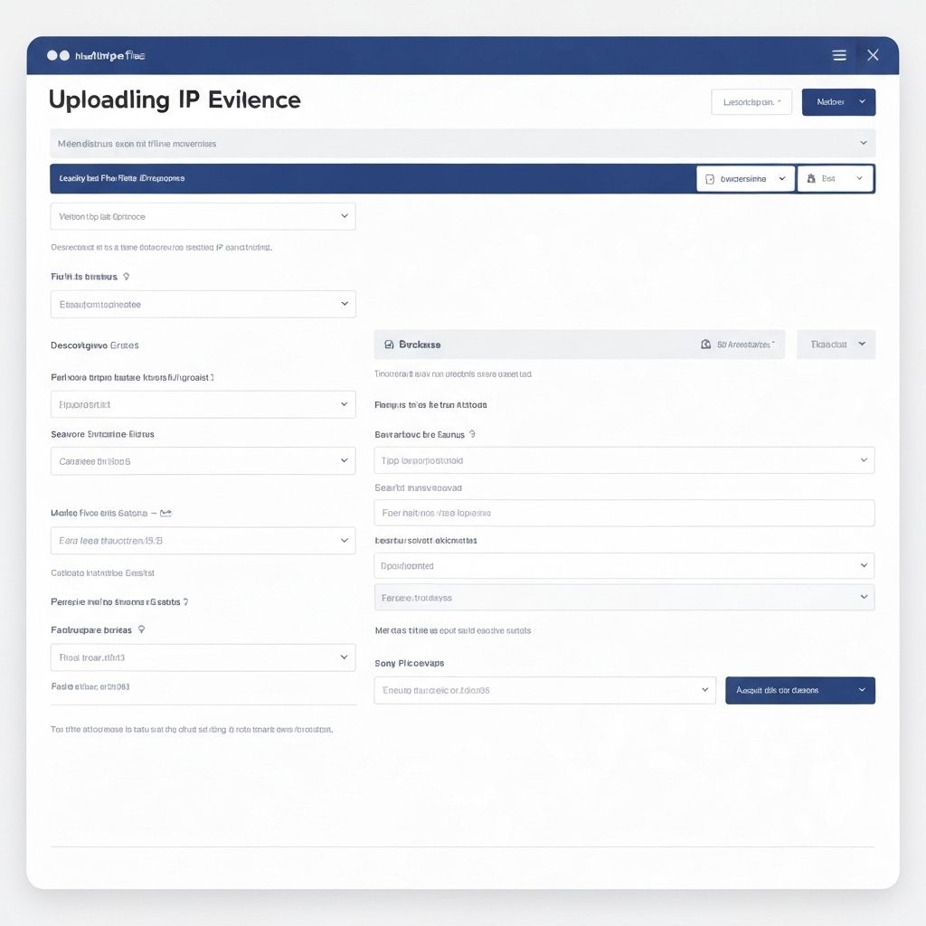 Upload IP evidence form on IPEnforcer dashboard.